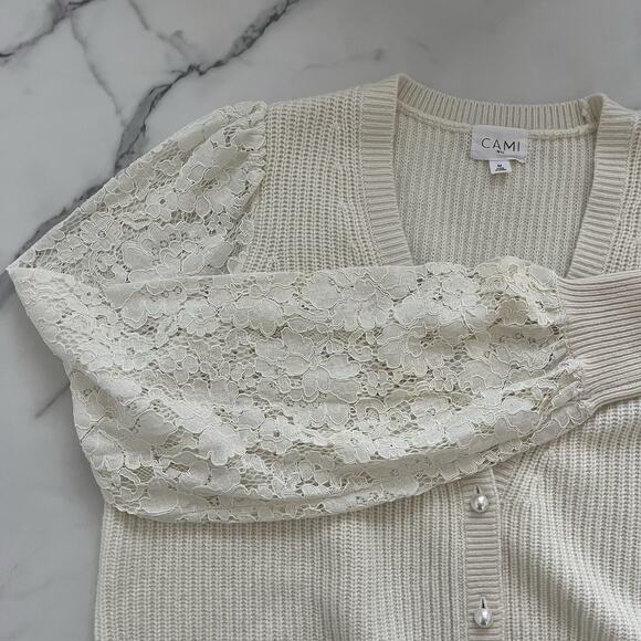 Cami NYC Beth Cardigan Merino Wool Knit In Ceramic size S Feminine Romantic Chic - Picture 10 of 12